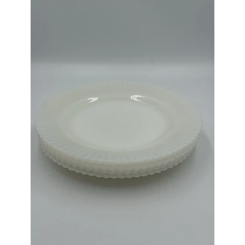 Vintage Set Of 6 Macbeth Evans Glass Petalware Cremax Plates Depression 9¼